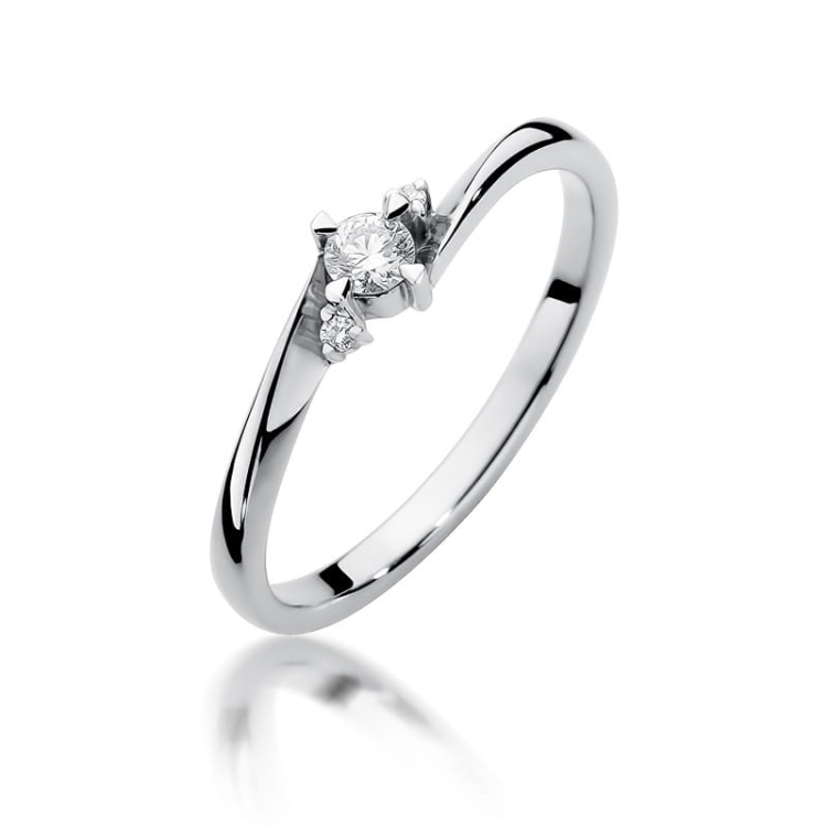 Pierścionek zaręczynowy z białego złota z diamentami 0,12ct Fire Of Love