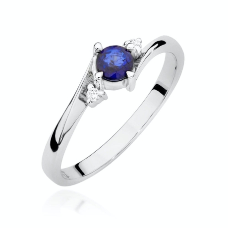 Przejdź do produktu Pierścionek zaręczynowy z białego złota z szafirem i diamentami 0,03ct Fire Of Love  