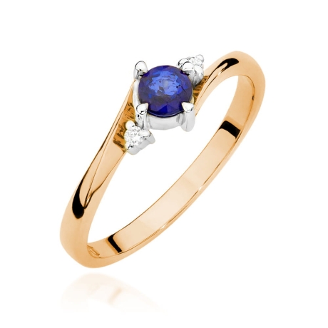 Przejdź do produktu Pierścionek zaręczynowy z różowego złota z szafirem i diamentami 0,03ct Fire Of Love