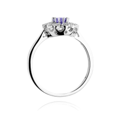 Pierścionek zaręczynowy z białego złota z tanzanitem i diamentami 0,10ct Fire Of Love