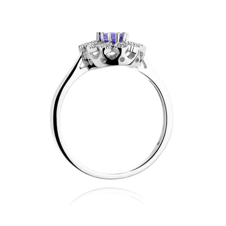 Pierścionek zaręczynowy z białego złota z tanzanitem i diamentami 0,10ct Fire Of Love