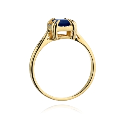 Pierścionek zaręczynowy z żółtego złota z szafirem i brylantami 0,06ct Fire Of Love