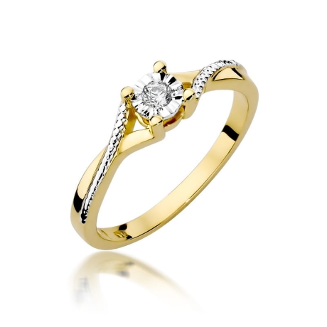 Przejdź do produktu Pierścionek zaręczynowy z żółtego złota z brylantem 0,08ct Fire Of Love 