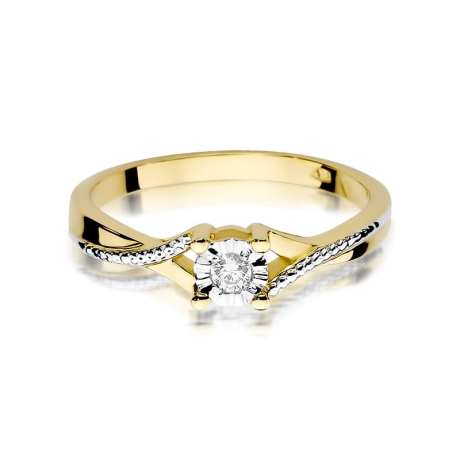 Przejdź do produktu Pierścionek zaręczynowy z żółtego złota z brylantem 0,08ct Fire Of Love 