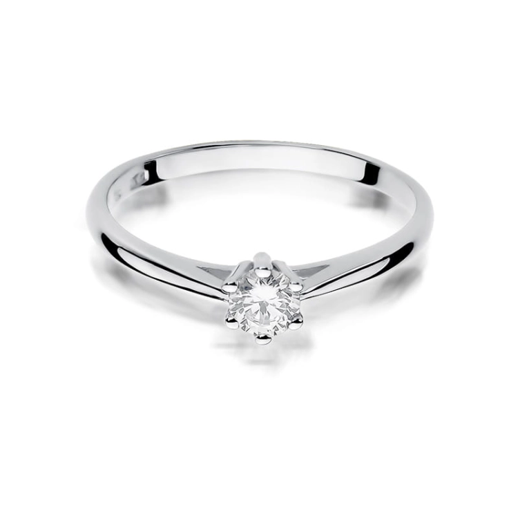 Pierścionek zaręczynowy z białego złota z diamentem 0,15ct Fire Of Love