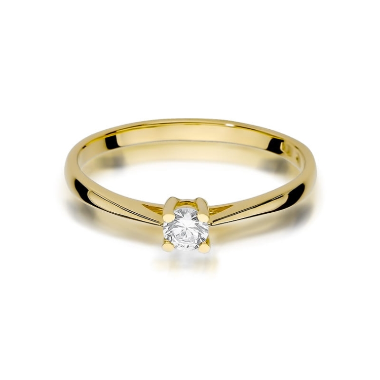 Pierścionek zaręczynowy z żółtego złota z diamentem 0,15ct Fire Of Love