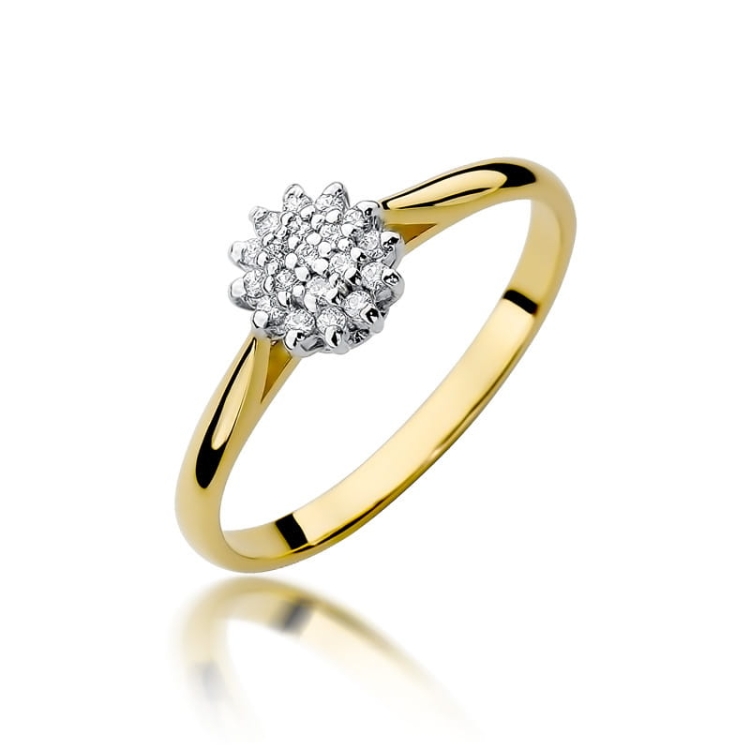 Pierścionek zaręczynowy z żółtego złota z diamentami 0,10ct Fire Of Love
