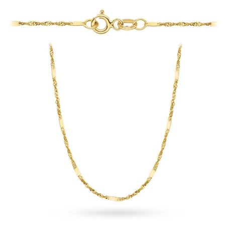 Przejdź do produktu Łańcuszek złoty - singapur z blaszką - 45cm - 1,0mm (waga: 1,30g)