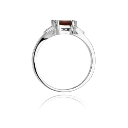 Pierścionek zaręczynowy z białego złota z granatem i diamentami 0,06ct Fire Of Love