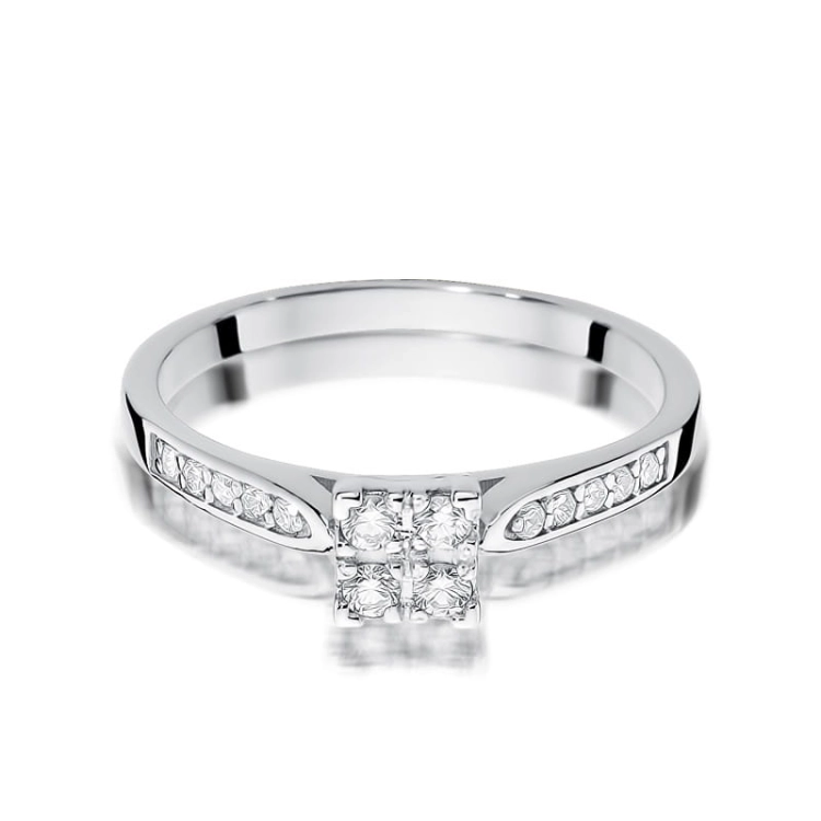 Pierścionek zaręczynowy z białego złota z diamentami 0,16ct Fire Of Love