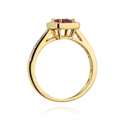 Pierścionek zaręczynowy z żółtego złota z rubinem i diamentami 0,19ct Fire Of Love