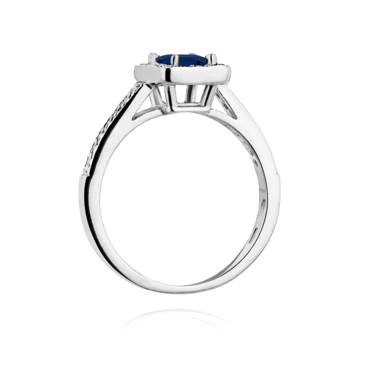 Pierścionek zaręczynowy z białego złota z szafirem i diamentami 0,19ct Fire Of Love