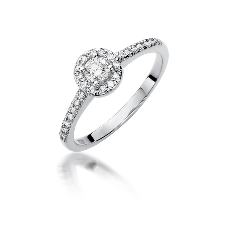 Pierścionek zaręczynowy z białego złota z diamentami 0,28ct Fire Of Love