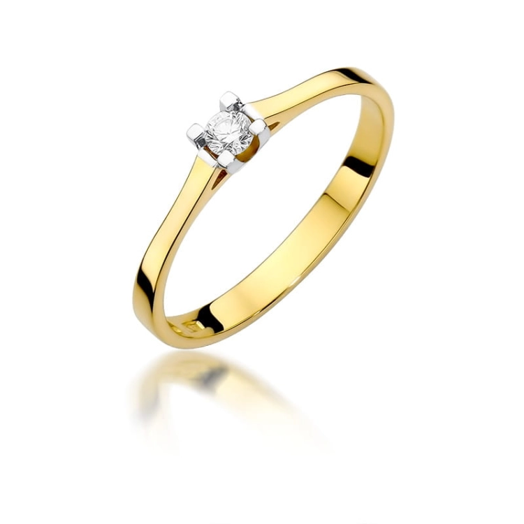 Pierścionek zaręczynowy z żółtego złota z diamentem 0,09ct Fire Of Love