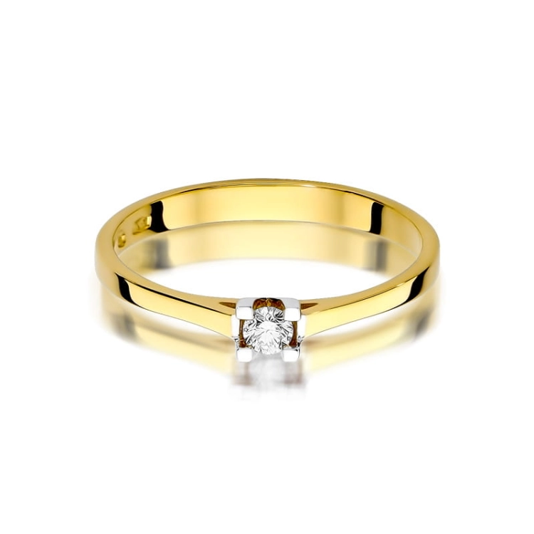 Pierścionek zaręczynowy z żółtego złota z diamentem 0,09ct Fire Of Love