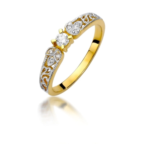 Przejdź do produktu Pierścionek zaręczynowy z żółtego złota z diamentami 0,13ct Fire Of Love