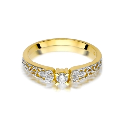 Pierścionek zaręczynowy z żółtego złota z diamentami 0,13ct Fire Of Love