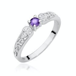 Pierścionek zaręczynowy z białego złota z tanzanitem i diamentami 0,03ct Fire Of Love