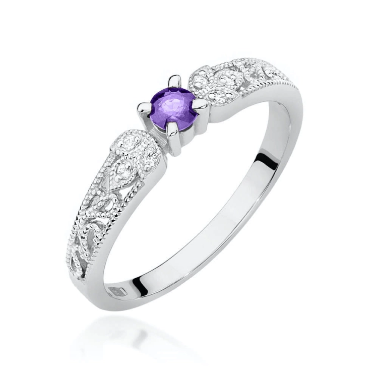 Pierścionek zaręczynowy z białego złota z tanzanitem i diamentami 0,03ct Fire Of Love