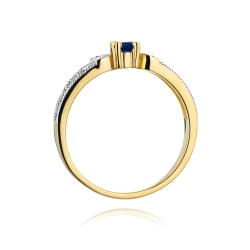 Pierścionek zaręczynowy z żółtego złota z szafirem i diamentami 0,03ct Fire Of Love