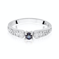 Pierścionek zaręczynowy z białego złota z szafirem i diamentami 0,03ct Fire Of Love