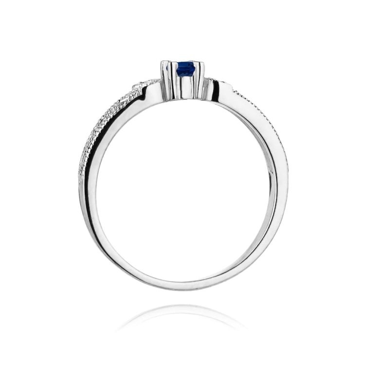 Pierścionek zaręczynowy z białego złota z szafirem i diamentami 0,03ct Fire Of Love