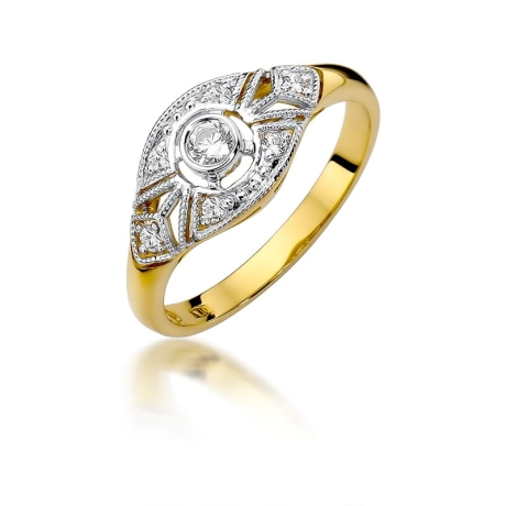 Przejdź do produktu Pierścionek zaręczynowy z żółtego złota z diamentami 0,19ct Fire Of Love 
