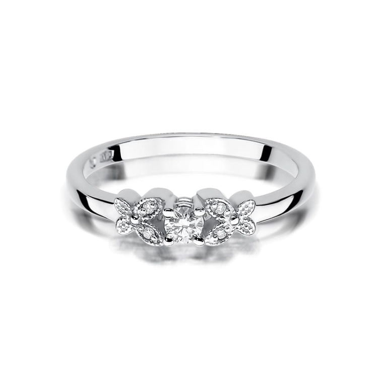 Pierścionek zaręczynowy z białego złota z diamentami 0,12ct Fire Of Love