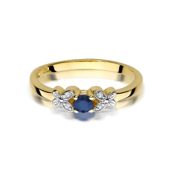 Pierścionek zaręczynowy z żółtego złota z szafirem i diamentami 0,02ct Fire Of Love