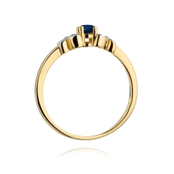 Pierścionek zaręczynowy z żółtego złota z szafirem i diamentami 0,02ct Fire Of Love