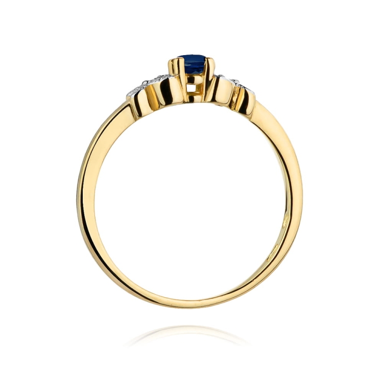 Pierścionek zaręczynowy z żółtego złota z szafirem i diamentami 0,02ct Fire Of Love