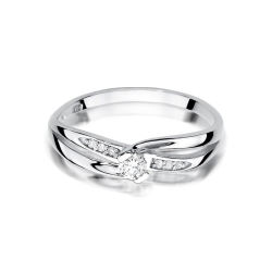 Pierścionek zaręczynowy z białego złota z diamentami 0,13ct Fire Of Love