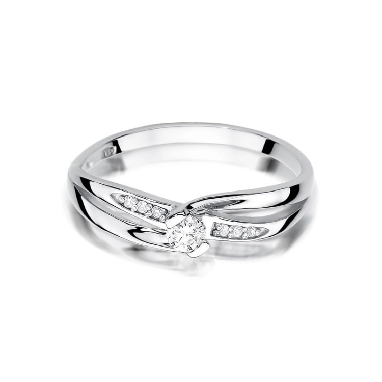 Pierścionek zaręczynowy z białego złota z diamentami 0,13ct Fire Of Love