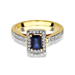 Pierścionek zaręczynowy z żółtego złota z szafirem i diamentami 0,22ct Fire Of Love