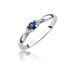 Pierścionek zaręczynowy z białego złota z szafirem i diamentami 0,03ct Fire Of Love