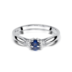 Pierścionek zaręczynowy z białego złota z szafirem i diamentami 0,03ct Fire Of Love