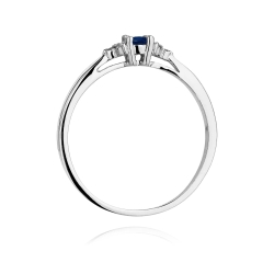 Pierścionek zaręczynowy z białego złota z szafirem i diamentami 0,03ct Fire Of Love