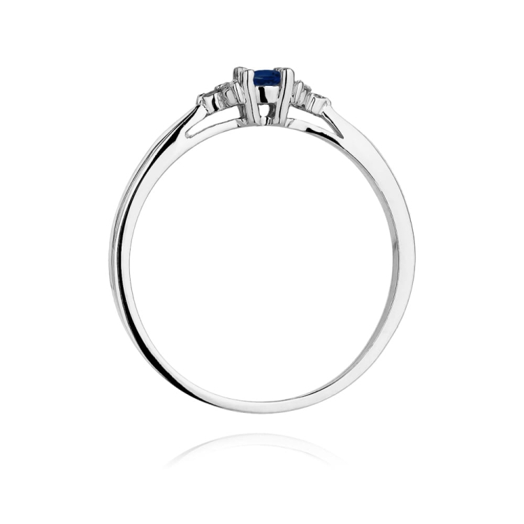 Pierścionek zaręczynowy z białego złota z szafirem i diamentami 0,03ct Fire Of Love