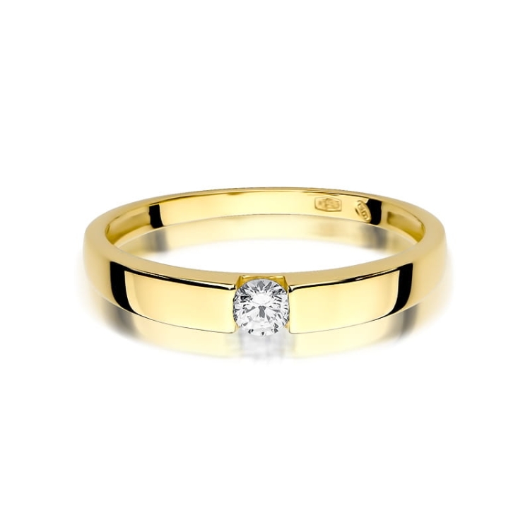 Pierścionek zaręczynowy z żółtego złota z diamentem 0,12ct Fire Of Love