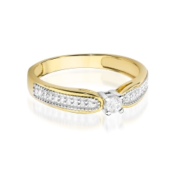 Pierścionek zaręczynowy z żółtego złota z diamentami 0,17ct Fire Of Love