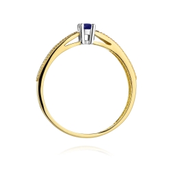 Pierścionek zaręczynowy z żółtego złota z tanzanitem i diamentami 0,09ct Fire Of Love