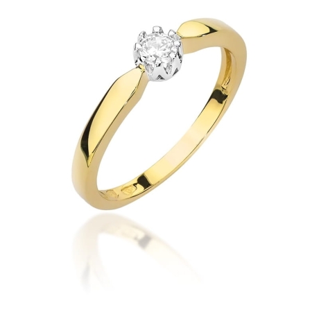 Przejdź do produktu Pierścionek zaręczynowy z żółtego złota z diamentem 0,15ct Fire Of Love 