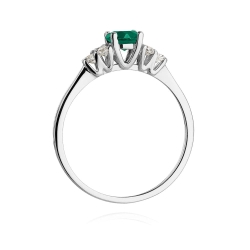 Pierścionek zaręczynowy z białego złota z szmaragdem i diamentami 0,18ct Fire Of Love