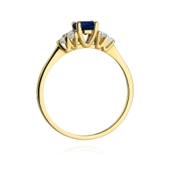 Pierścionek zaręczynowy z żółtego złota z szafirem i diamentami 0,18ct Fire Of Love