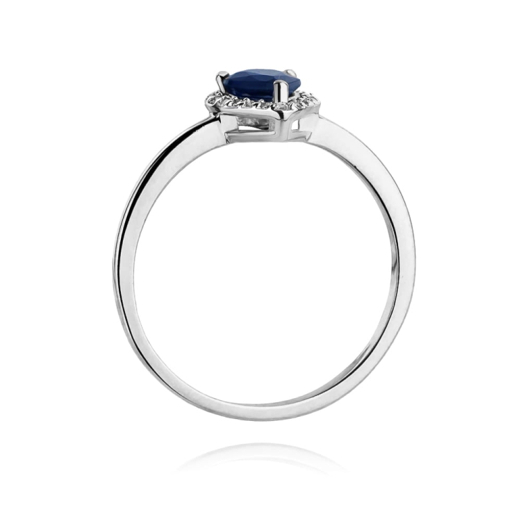 Pierścionek zaręczynowy z białego złota z szafirem i diamentami 0,11ct Fire Of Love