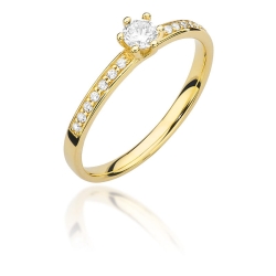Pierścionek zaręczynowy z żółtego złota z diamentami 0,17ct Fire Of Love