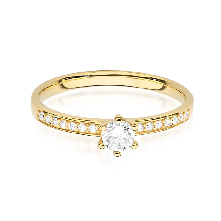Pierścionek zaręczynowy z żółtego złota z diamentami 0,17ct Fire Of Love