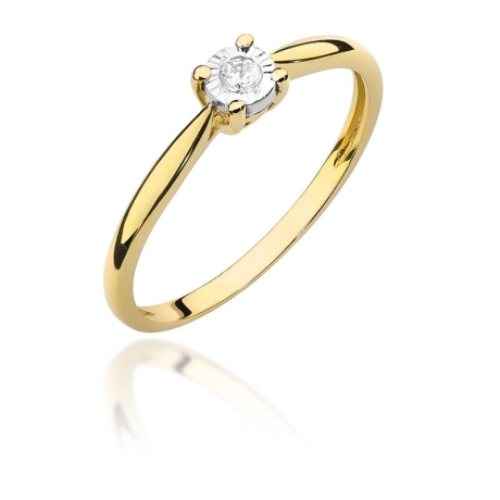 Przejdź do produktu Pierścionek zaręczynowy z żółtego złota z diamentem 0,08ct Fire Of Love 