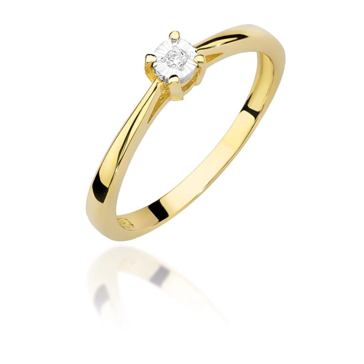 Pierścionek zaręczynowy z żółtego złota z diamentem 0,02ct Fire Of Love