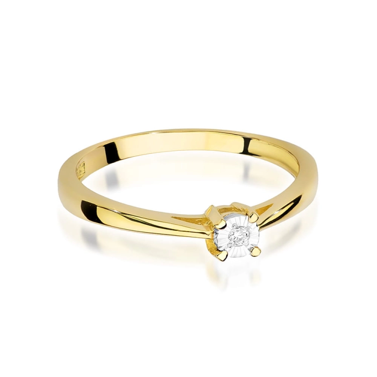 Pierścionek zaręczynowy z żółtego złota z diamentem 0,02ct Fire Of Love
